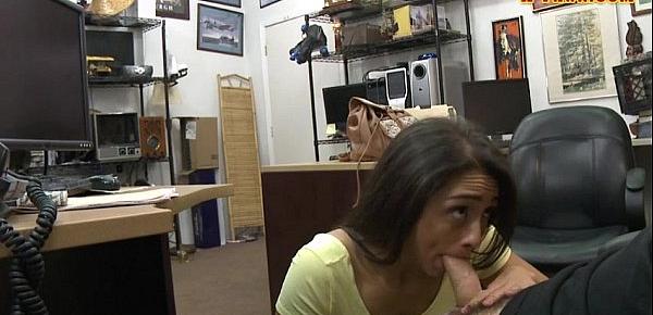  Brunette pussy rammed in the back room